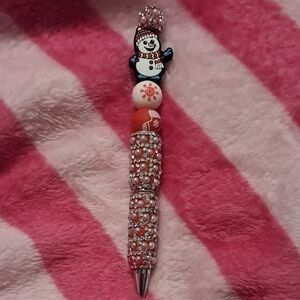 Handmade Festive Snowman Beaded Pen